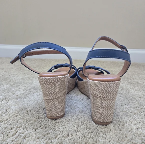 Sundance Wedge Sandals Womens EU 41 US 10-10.5 Blue Braided Leather - Picture 4 of 10